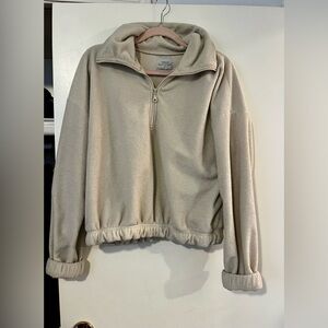 Urban Outfitters - Cozy Beige Quarter-Zip Fleece Pullover